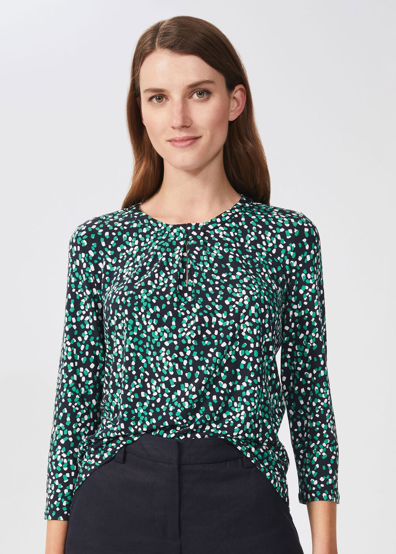 Julia Printed Top, Green Multi, hi-res