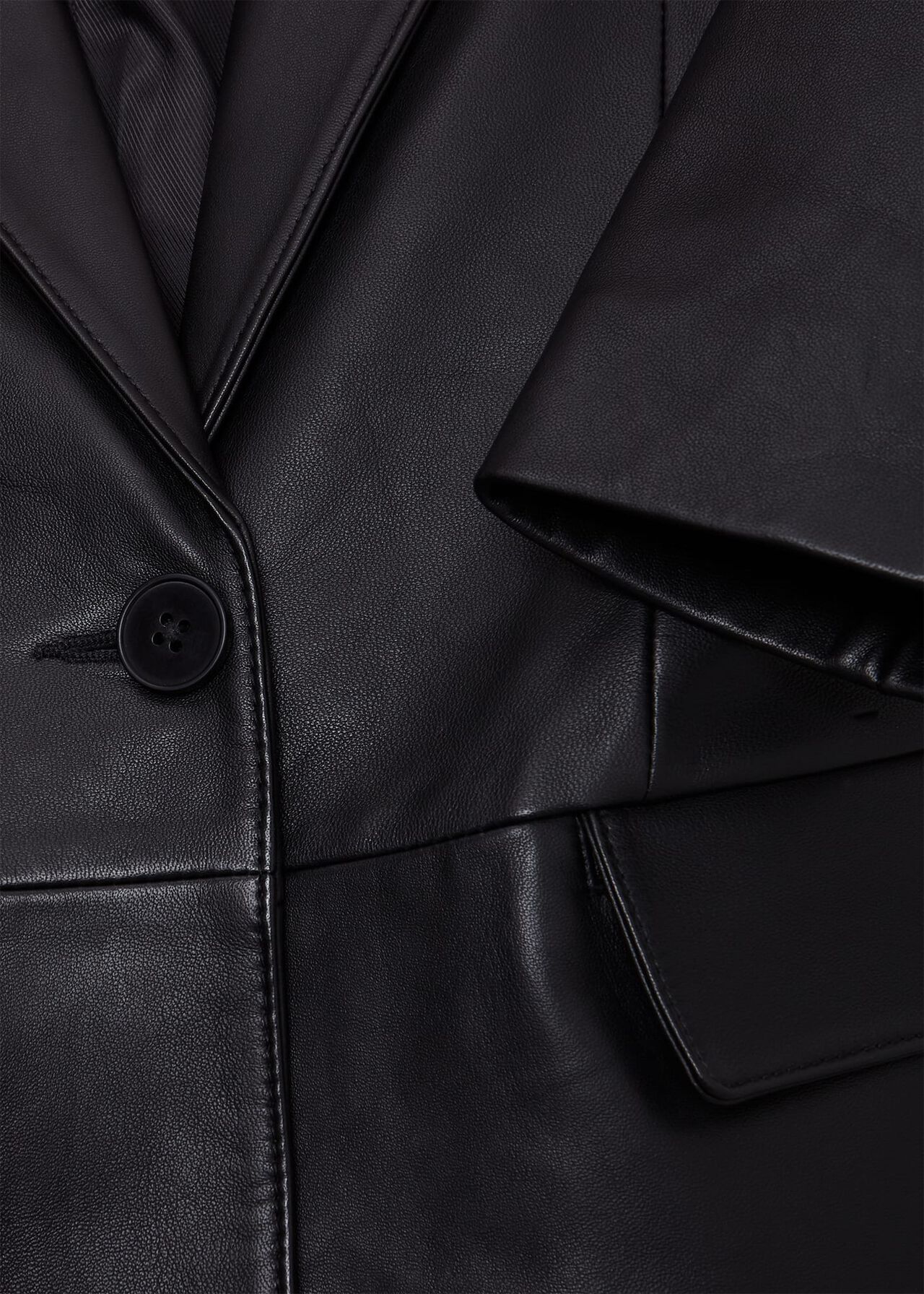 Merissa Leather Blazer, Black, hi-res