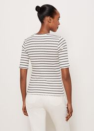 Montagu Ribbed Top, Cream Navy, hi-res