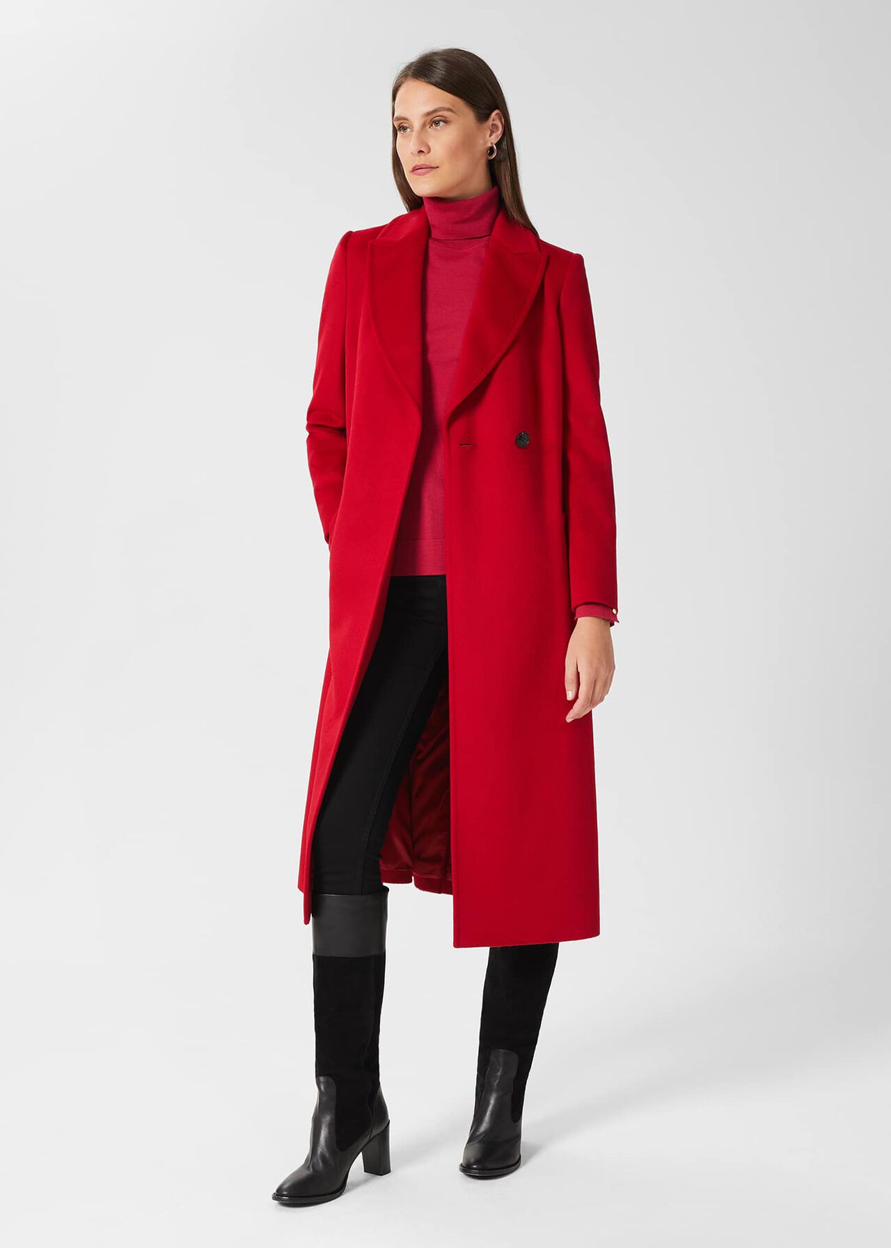 Olivia Wool Wrap Coat, Red, hi-res