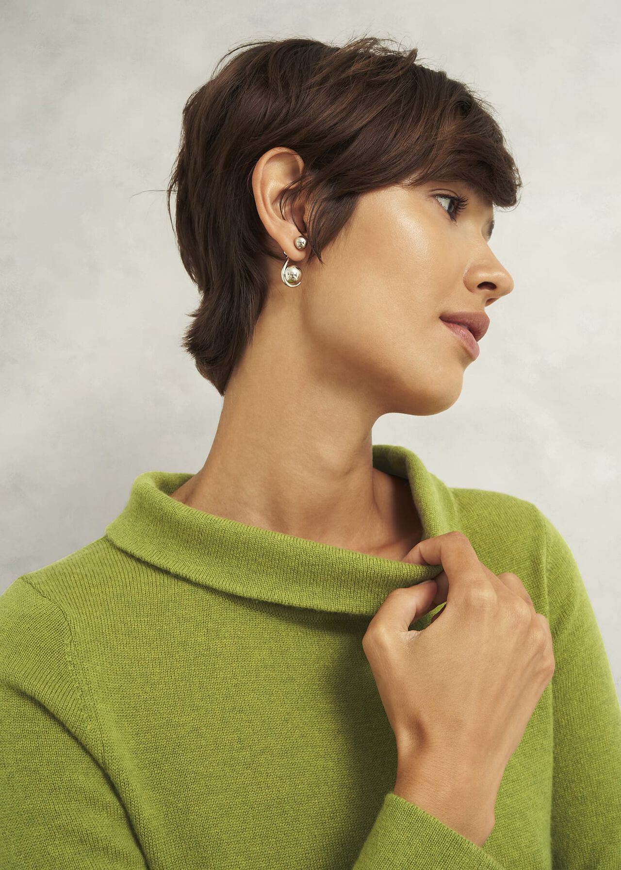 Audrey Wool Cashmere Sweater, Lime Green, hi-res