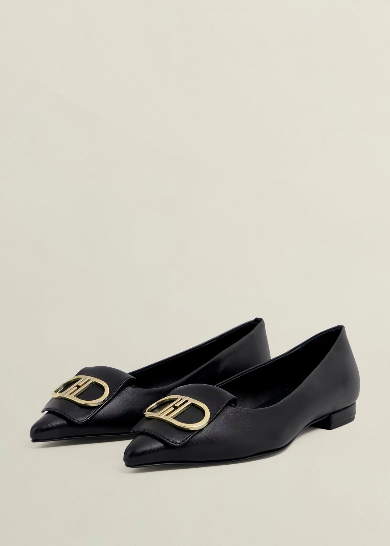 Leah Pointed Flats, Black, hi-res