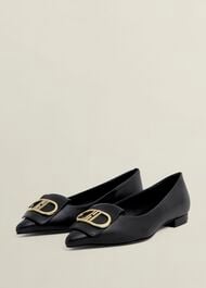 Leah Pointed Flats, Black, hi-res