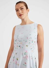 Petite Carly Floral Midi Dress, Pale Blue Multi, hi-res