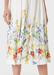 Summer Floral V Neck Midi Dress, Ivory Multi, hi-res