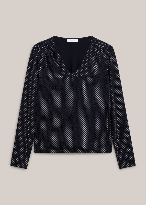 Hannah Printed Polka Dot V Neck Top