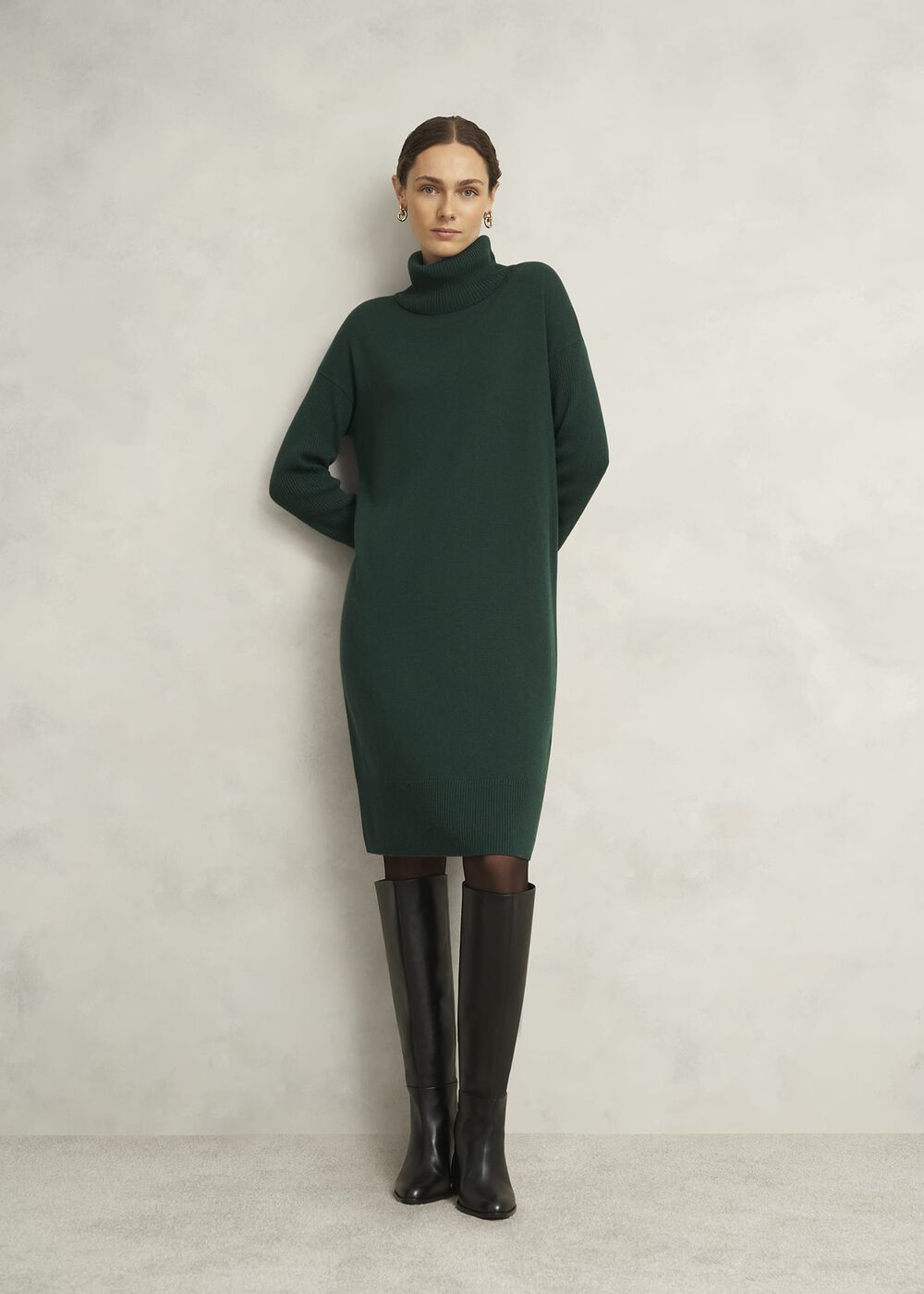 Green Ava Knitted Sweater Dress, Ponderosa Green, hi-res