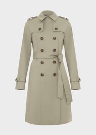 Petite Saskia Shower Resistant Trench Coat, Sage Green, hi-res