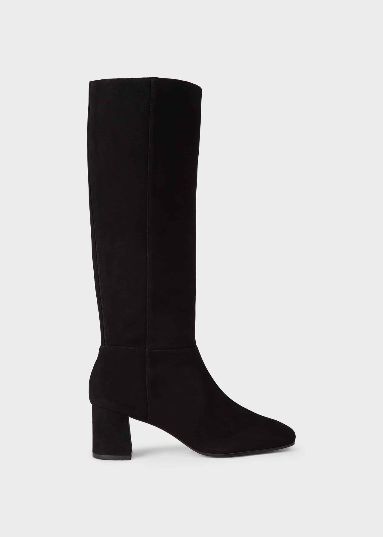 Imogen Suede Block Heel Knee Boots, Black, hi-res