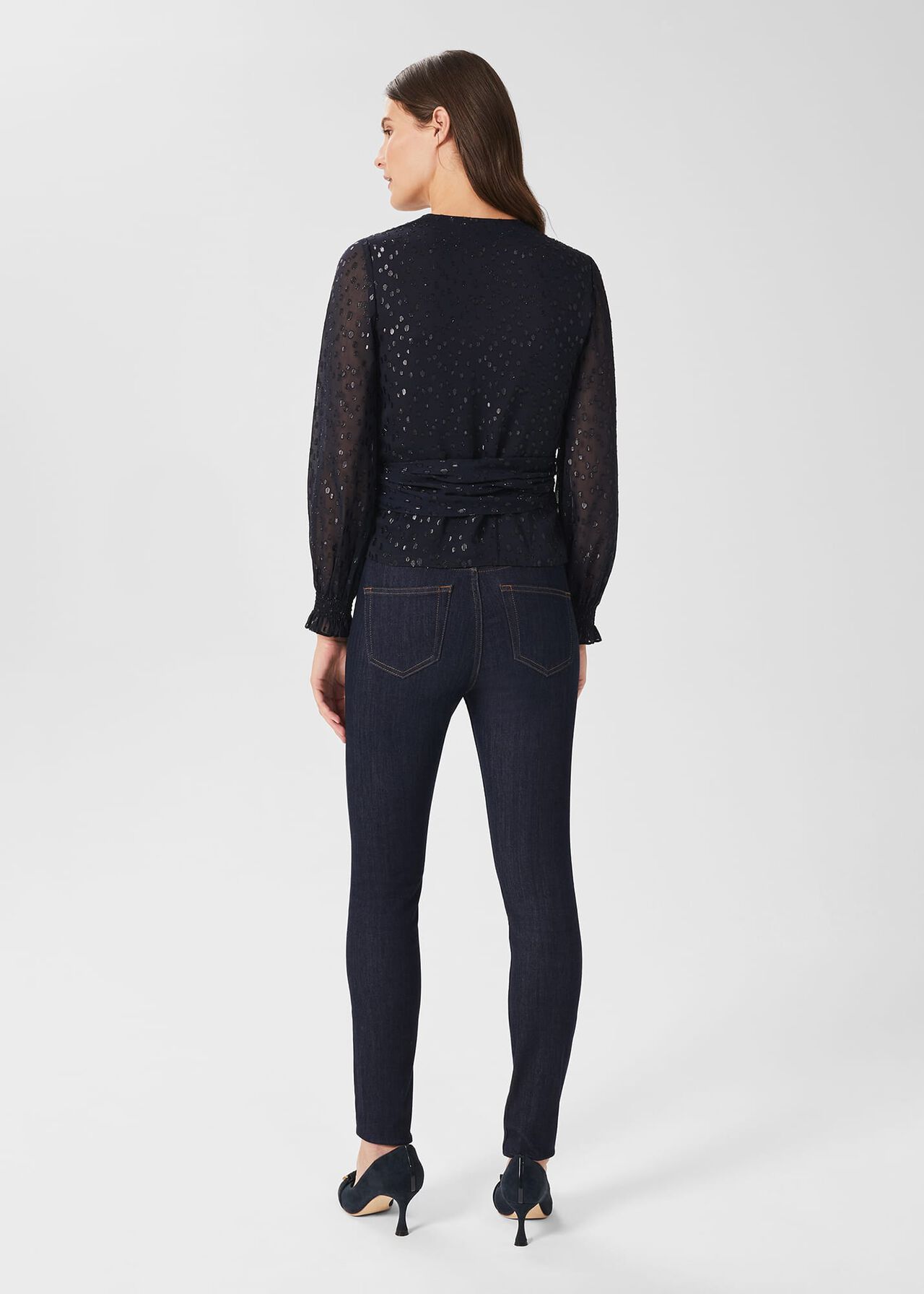 Elizabeth Lurex Blouse, Navy, hi-res