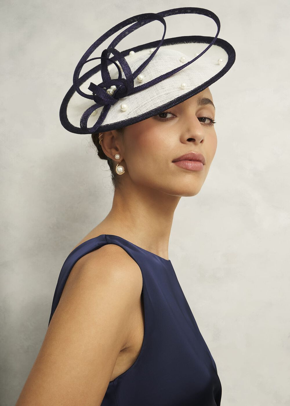 Shona Pearl Fascinator, Ivory Midnight, hi-res