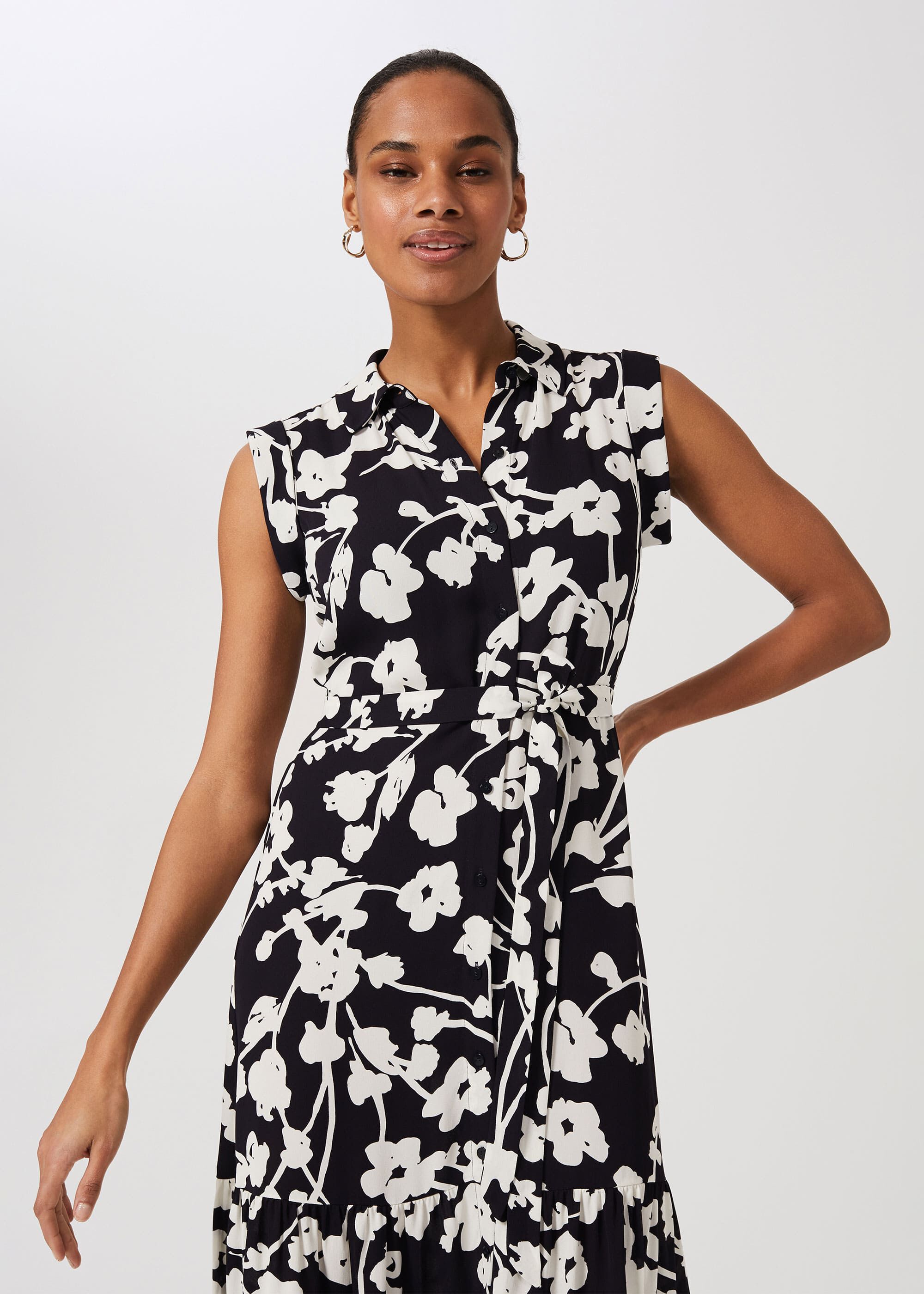 Hobbs navy and white dress sale