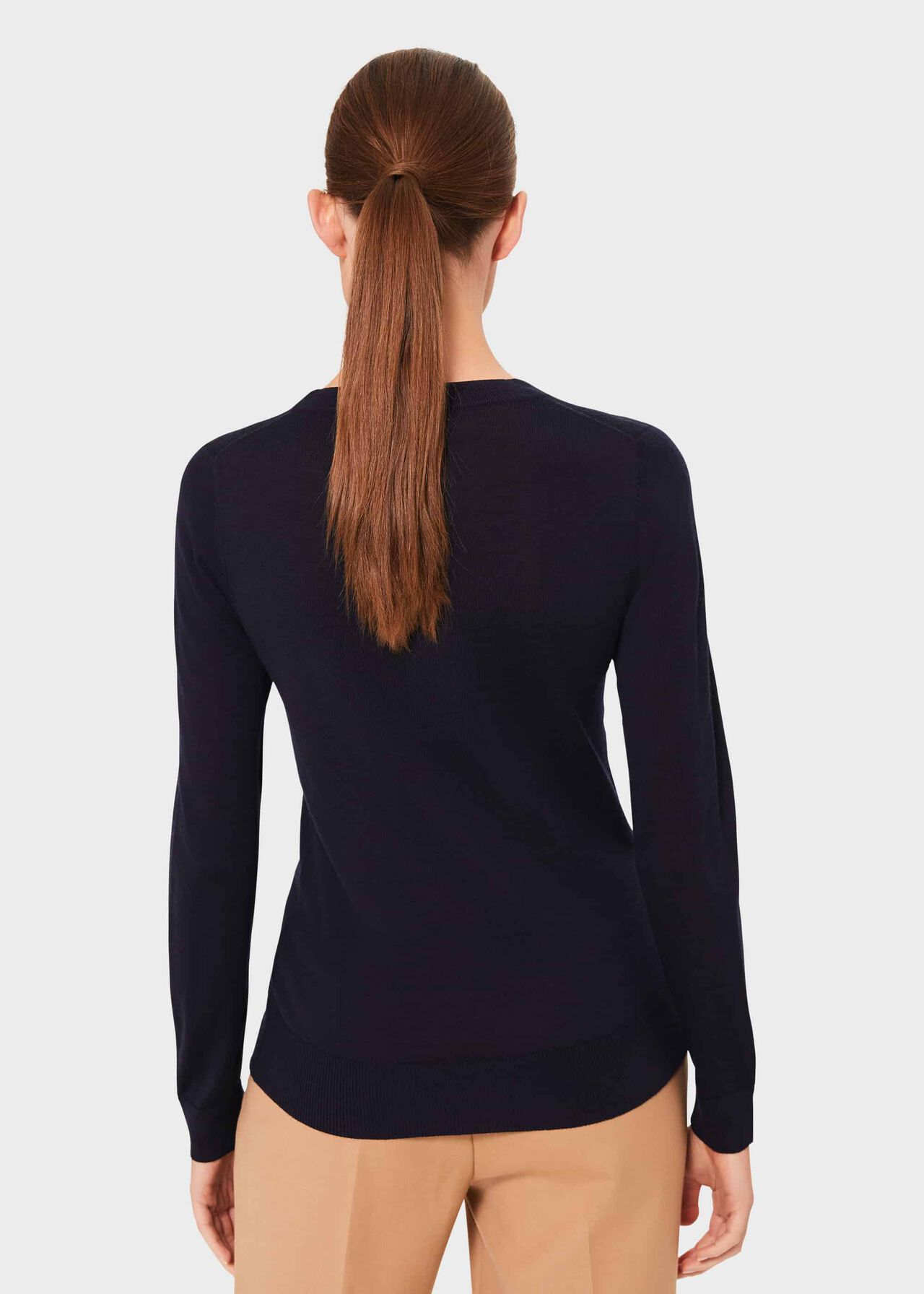 Penny Merino Wool Jumper, Navy, hi-res