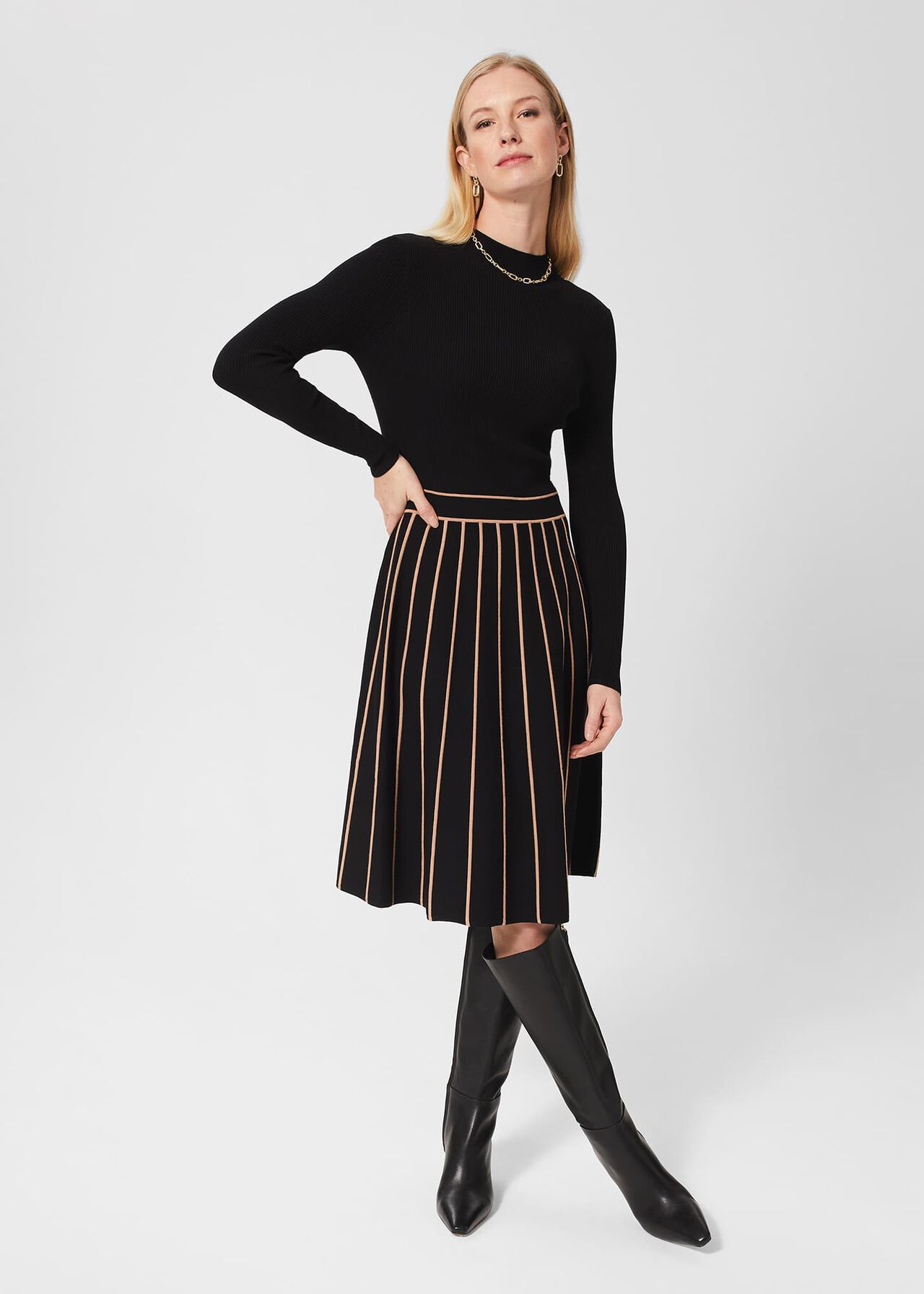 Lena Knitted Dress, Black Stone, hi-res
