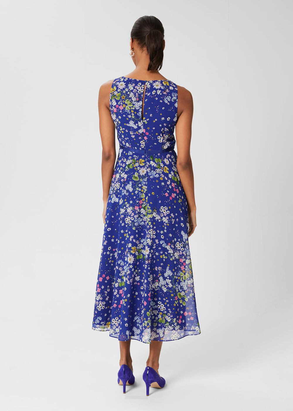 Carly Floral Fit And Flare Dress, Cobalt Multi, hi-res