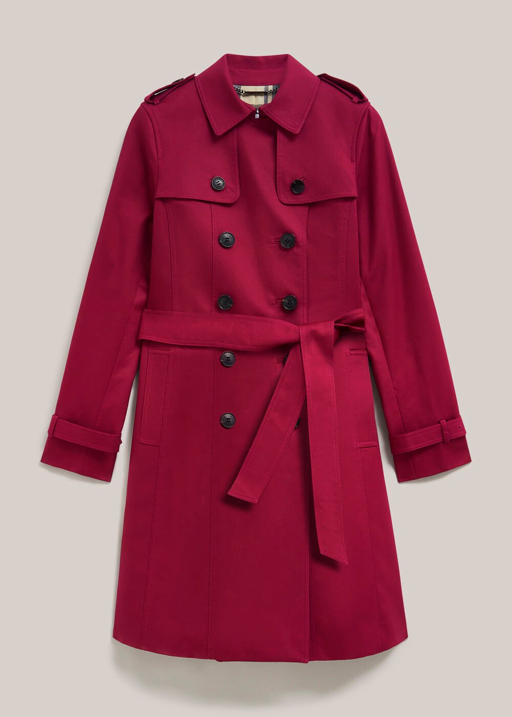Skylar Shower Resistant Trench Coat, Beetroot Pink, hi-res