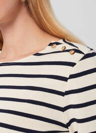 Francesca Cotton Stripe Top, Cream Navy, hi-res