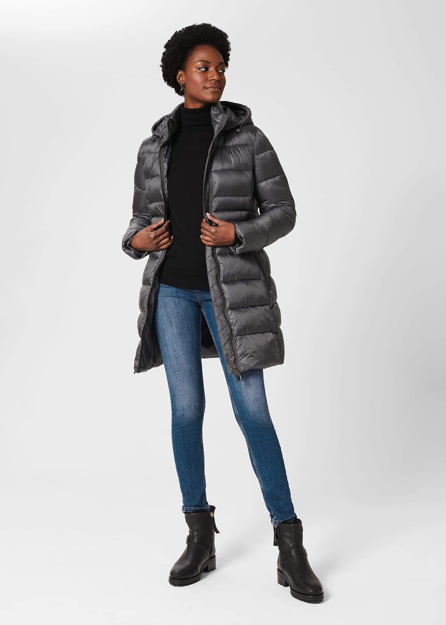 Danika Long Puffer Jacket With Hood | Hobbs