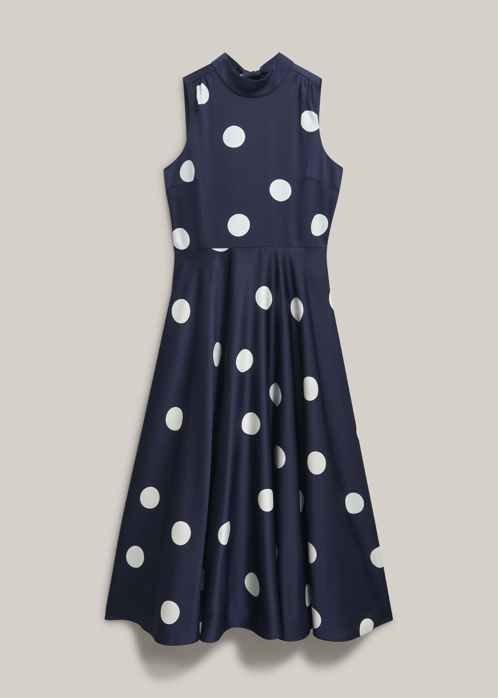 Mia Satin Spot Dress, Midnight Ivory, hi-res