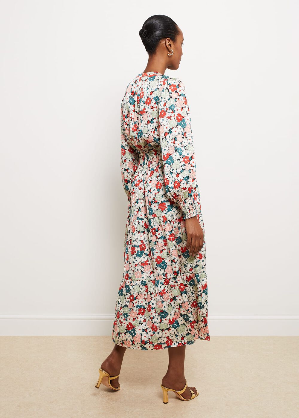 Fairfax Floral Fit And Flare Dress, Green Red Multi, hi-res