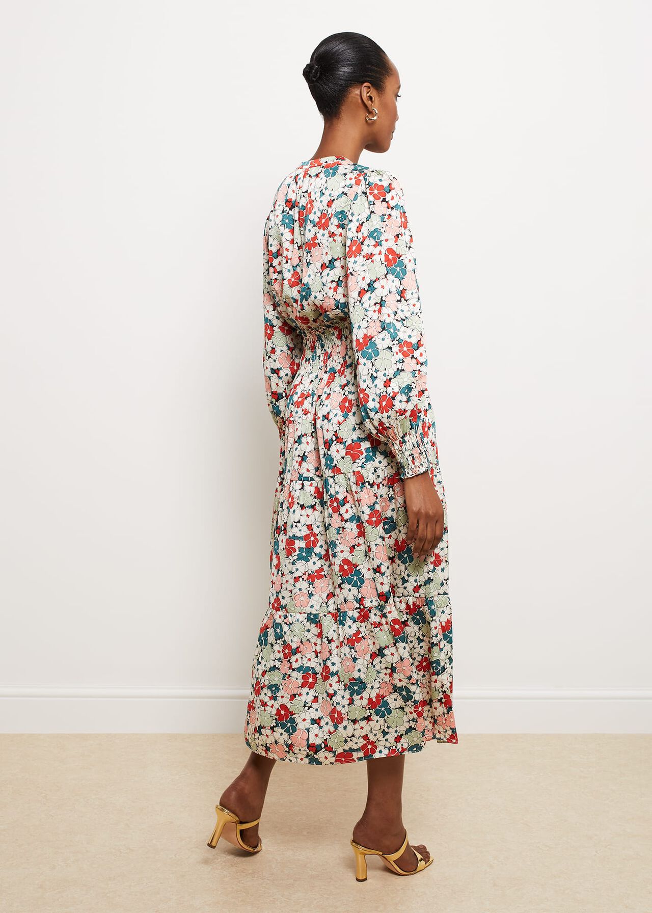 Fairfax Floral Fit And Flare Dress, Green Red Multi, hi-res