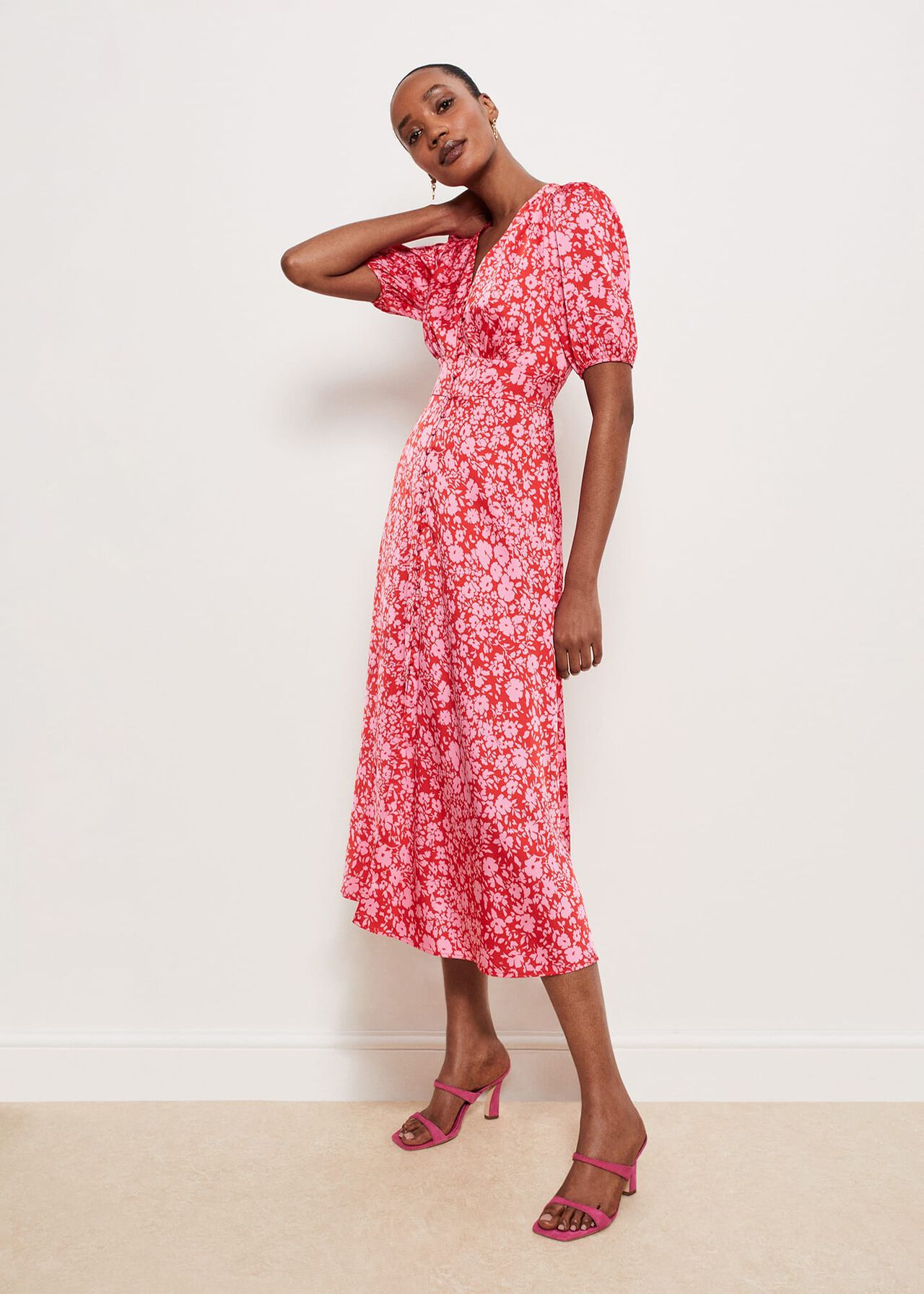 Greywell Dress, Red Rose Pink, hi-res