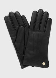 Otillia Leather Gloves, Black, hi-res