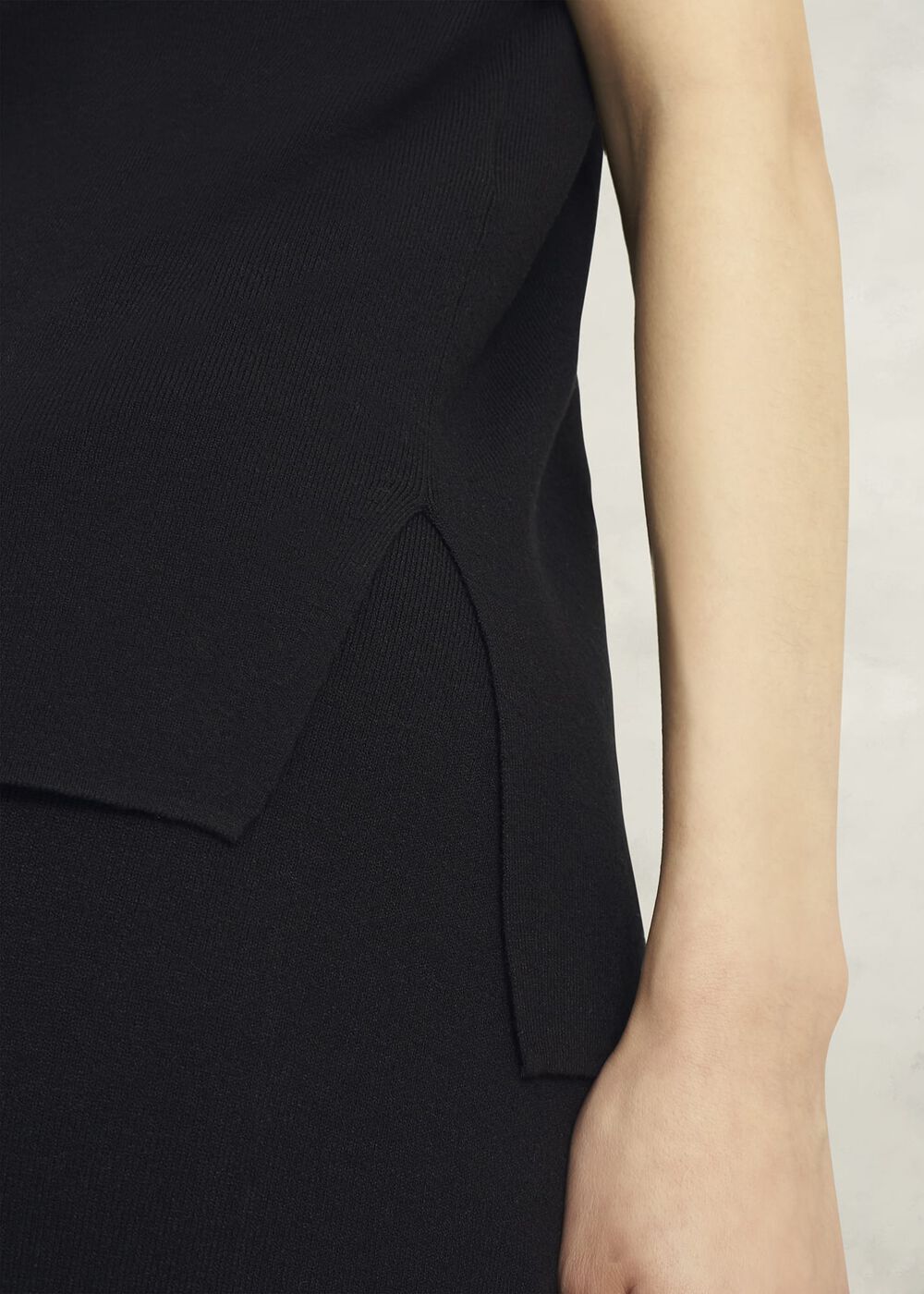 Black Harris High V Neck Knitted Co-ord Tank Top, Hobbs Black, hi-res