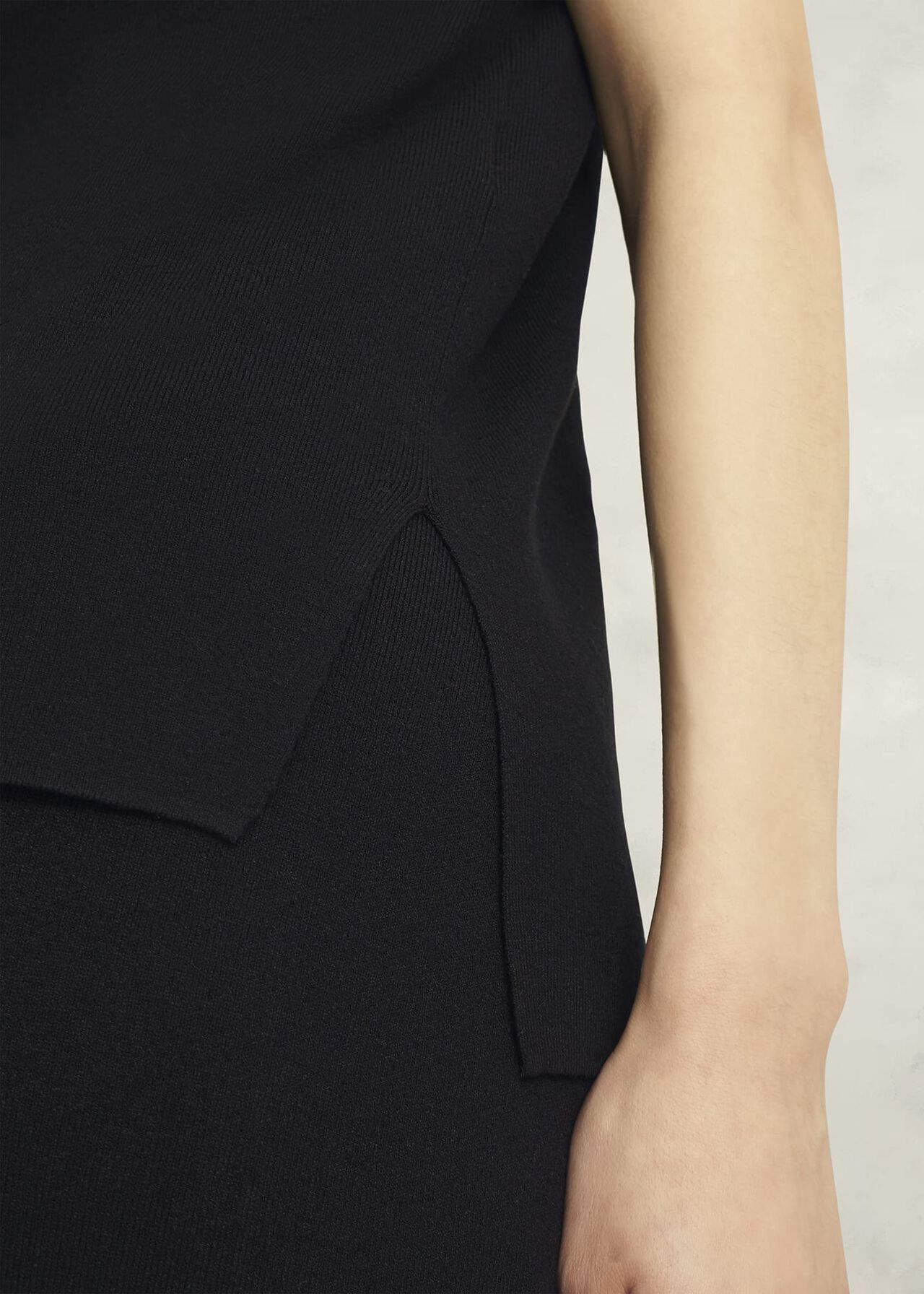 Black Harris High V Neck Knitted Co-ord Tank Top, Hobbs Black, hi-res