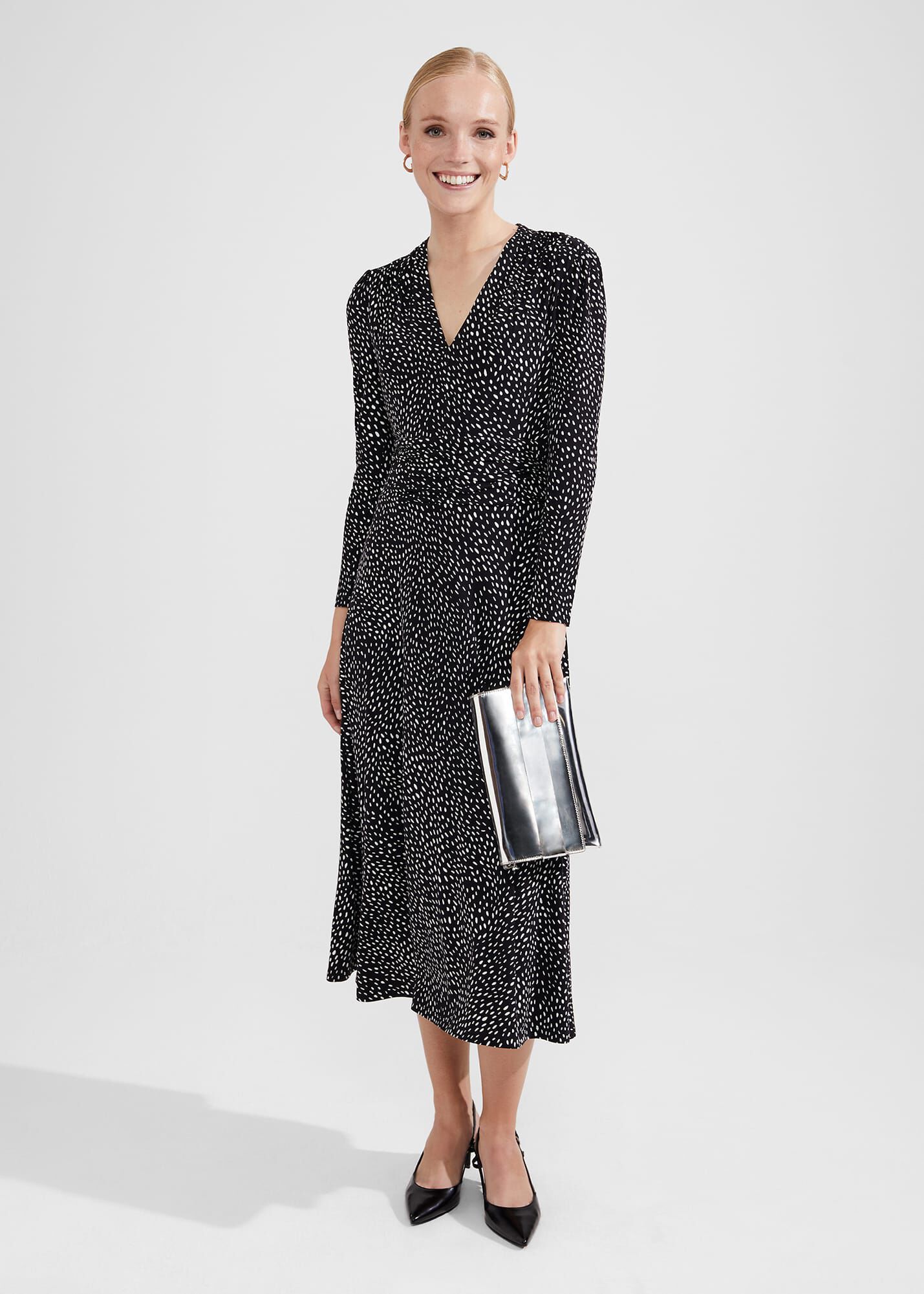 【Hobbs London】英国発！ Drew Jersey Dress ドット柄 Vネック Drew Jersey Dress | Hobbs UK |