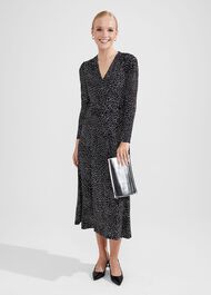 Drew Jersey Dress, Black Ivory, hi-res
