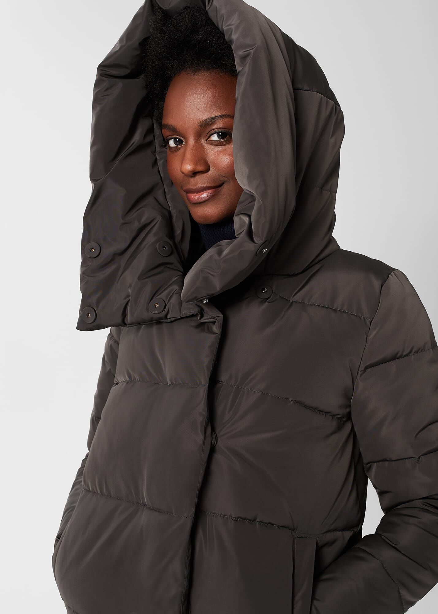 Heather puffer jacket with hood store