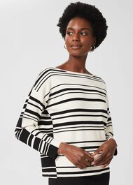 Brigitte Stripe Jumper, Ivory Black, hi-res