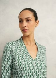 Aimee Printed Top, Green Ivory, hi-res