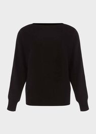 Cashmere Joanna Batwing Jumper, Black, hi-res