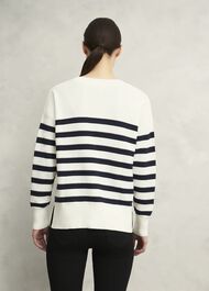 Amoura Striped Cotton Jumper, Ivory Navy, hi-res