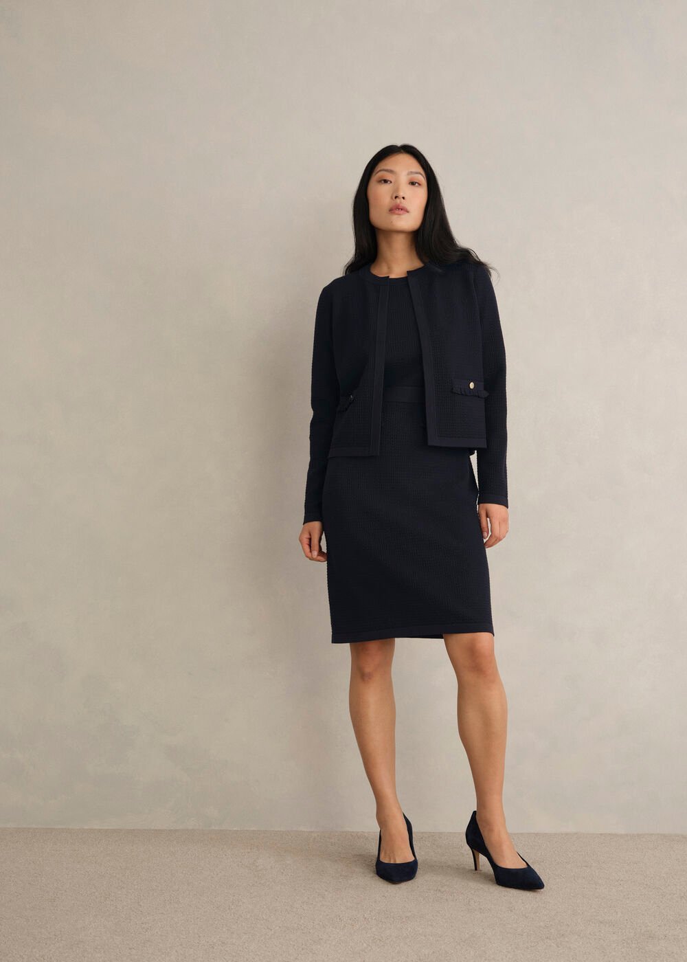 Petra Knitted Jacket, Hobbs Navy, hi-res