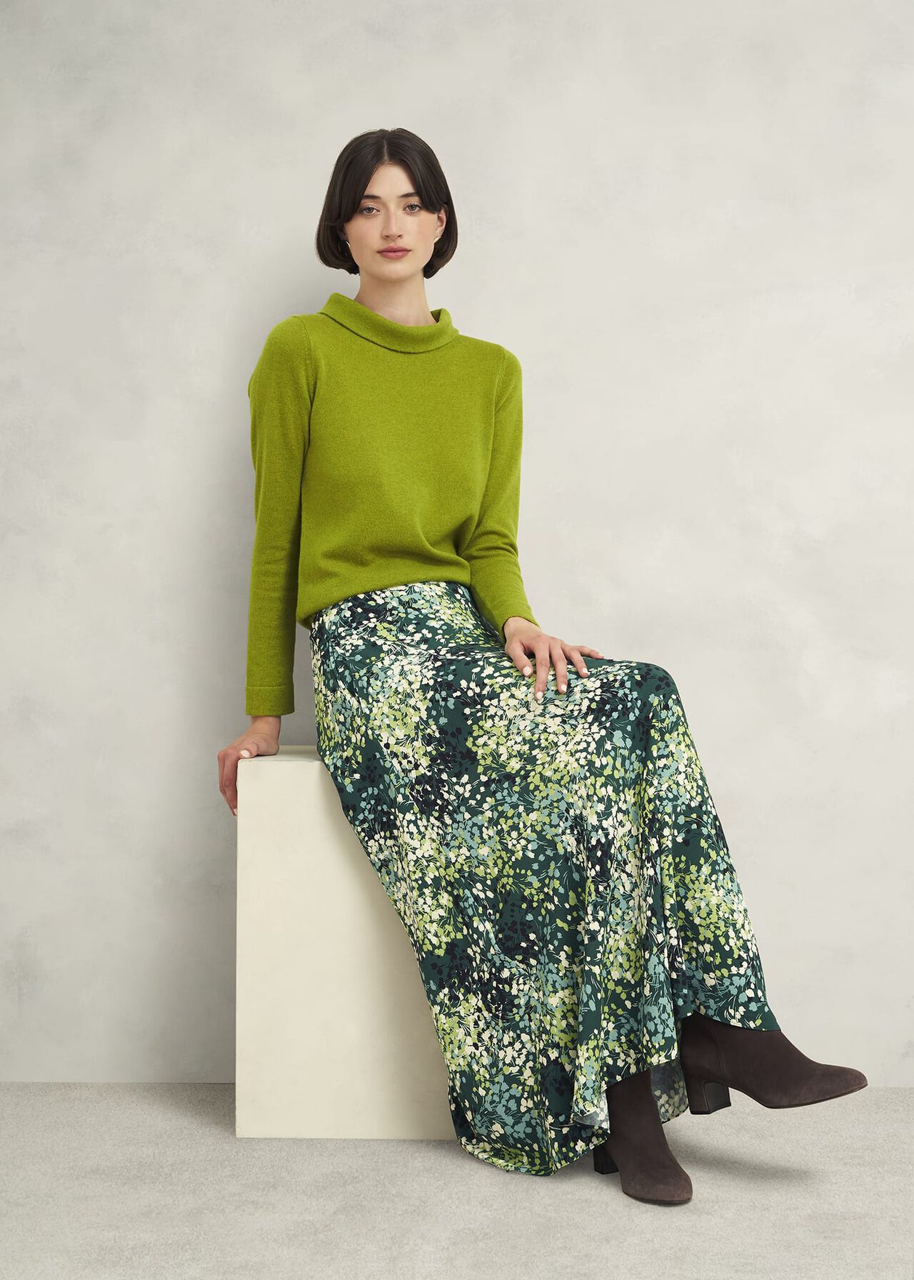 Audrey Wool Cashmere Sweater, Lime Green, hi-res