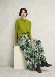 Audrey Wool Cashmere Sweater, Lime Green, hi-res