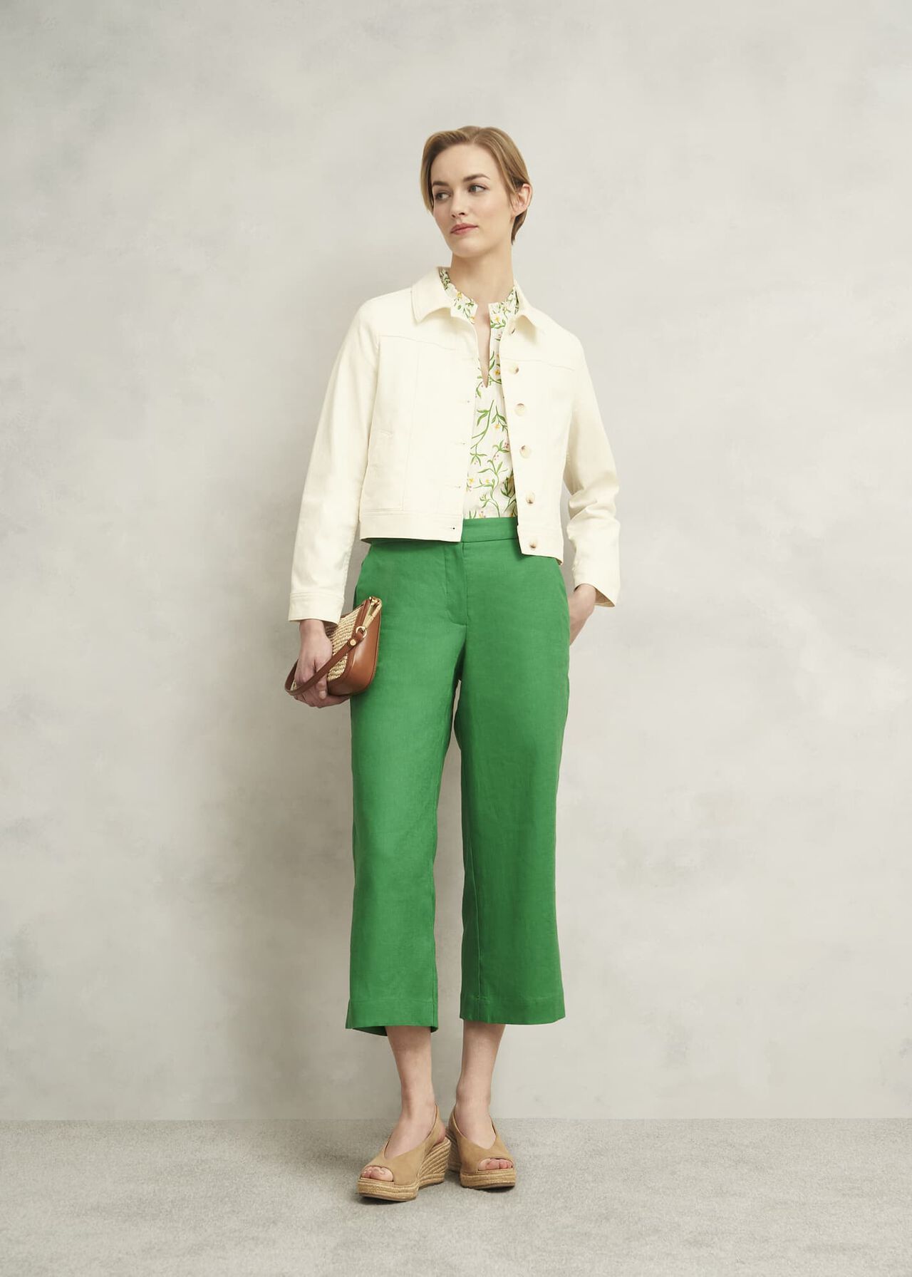 Lillie Linen Trousers, Green, hi-res