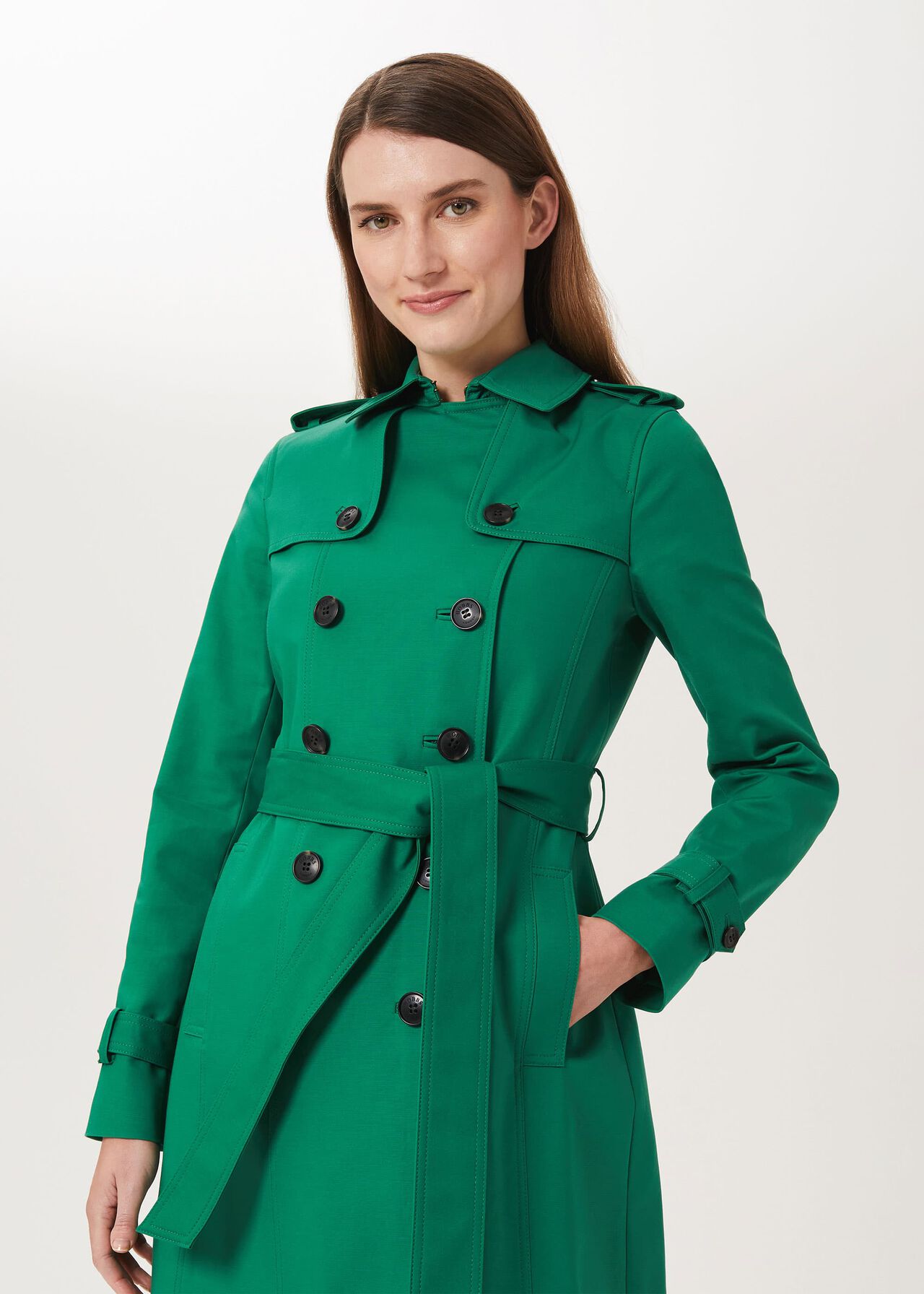 Saskia Water Resistant Trench Coat, Green, hi-res