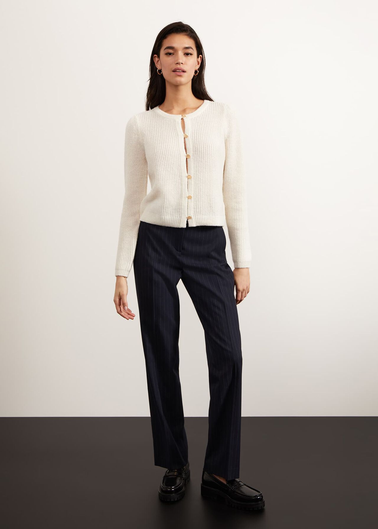 Lomond Cardigan With Alpaca, Ivory, hi-res