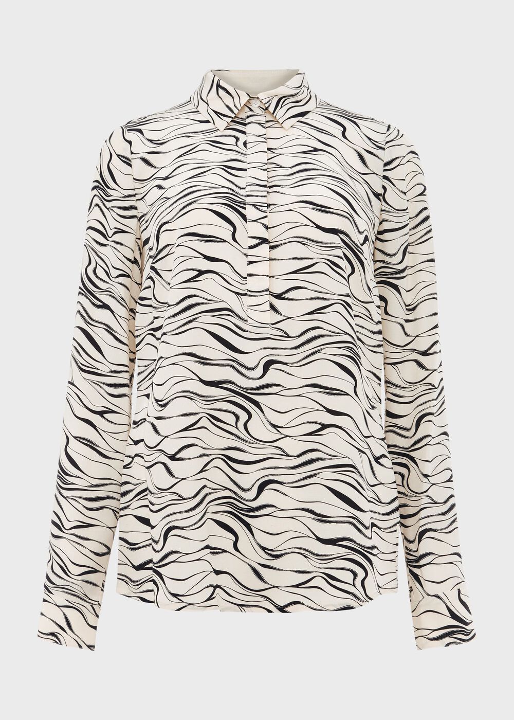 Meredith Printed Shirt, Buttrcream Navy, hi-res