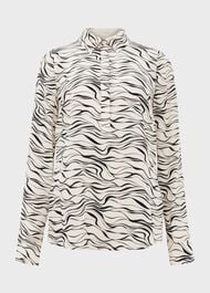 Meredith Printed Shirt, Buttrcream Navy, hi-res