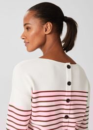 Petra Striped Jumper, Ivory Red, hi-res