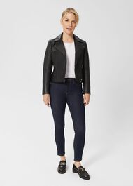 Petite Dakota Leather Jacket, Black, hi-res