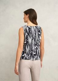 Maddy Cotton Printed Top, Navy Ivory, hi-res