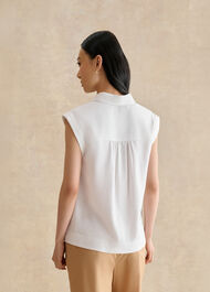 Dahlia Linen Shirt, White, hi-res