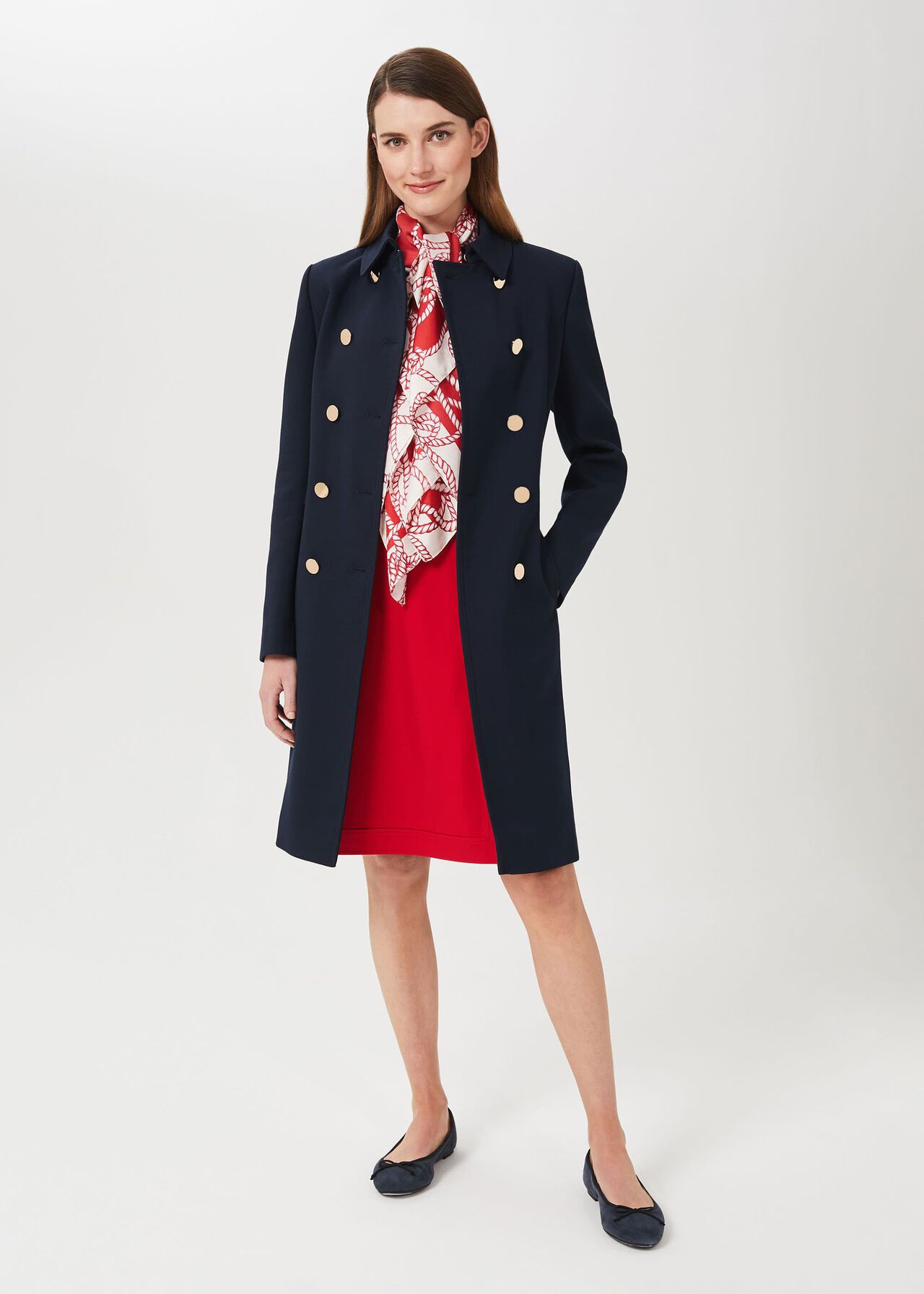 Cecelia Military Coat With Wool, Navy, hi-res