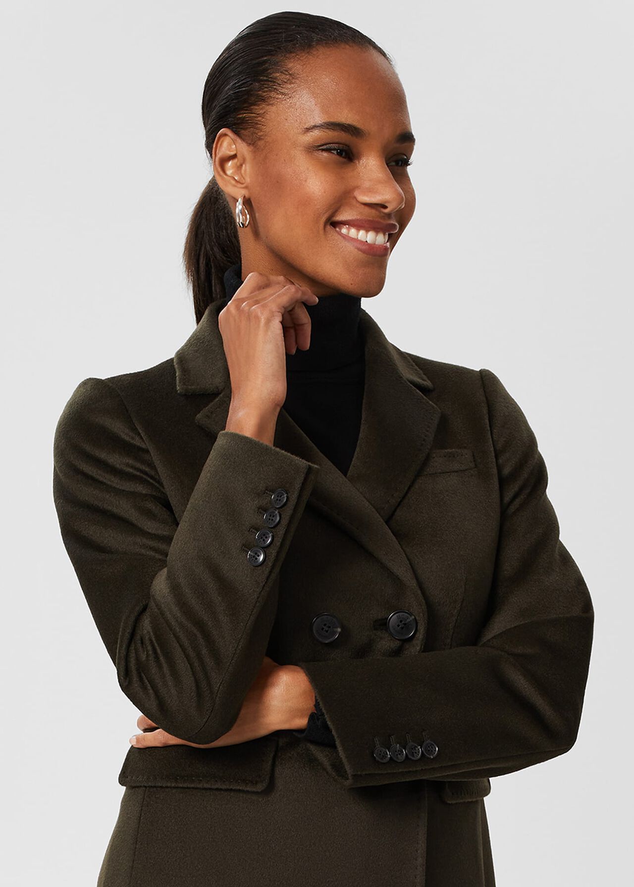 Elva Wool Coat, Dark Olive, hi-res